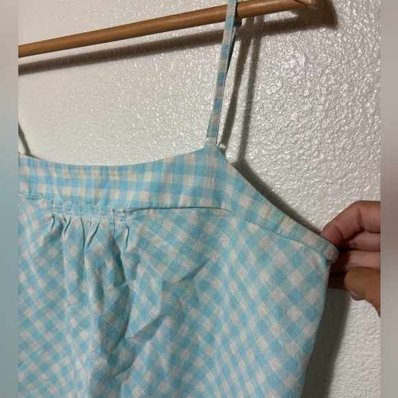 Gap 100% Cotton Blue and White Gingham Tank Top Size Medium | preppy coastal - Picture 2 of 6